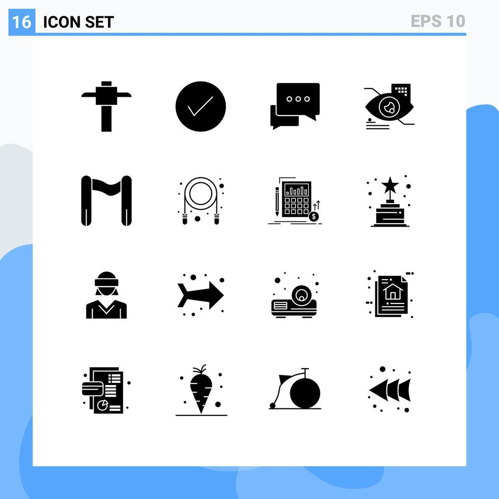 16 ícones criativos, sinais e símbolos modernos de tecnologia de conversação de início e fim toque em elementos de design de vetores editáveis