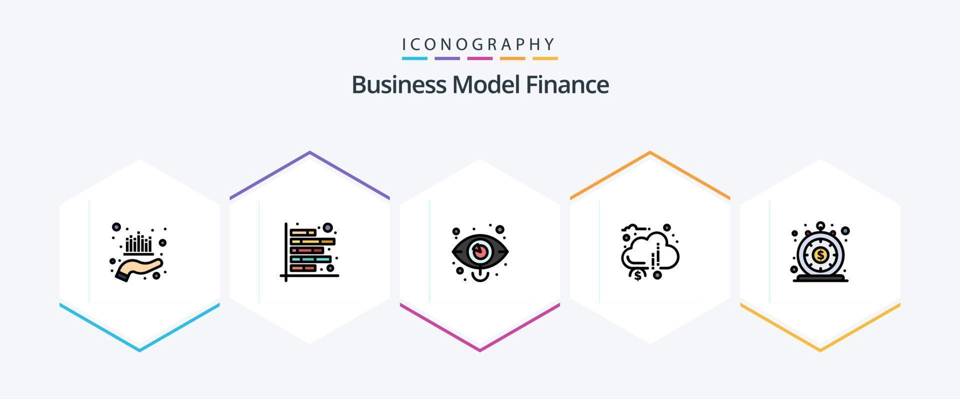 financie o pacote de ícones de 25 linhas preenchidas, incluindo doação. financiamento colaborativo. financeiro. visão. mercado vetor