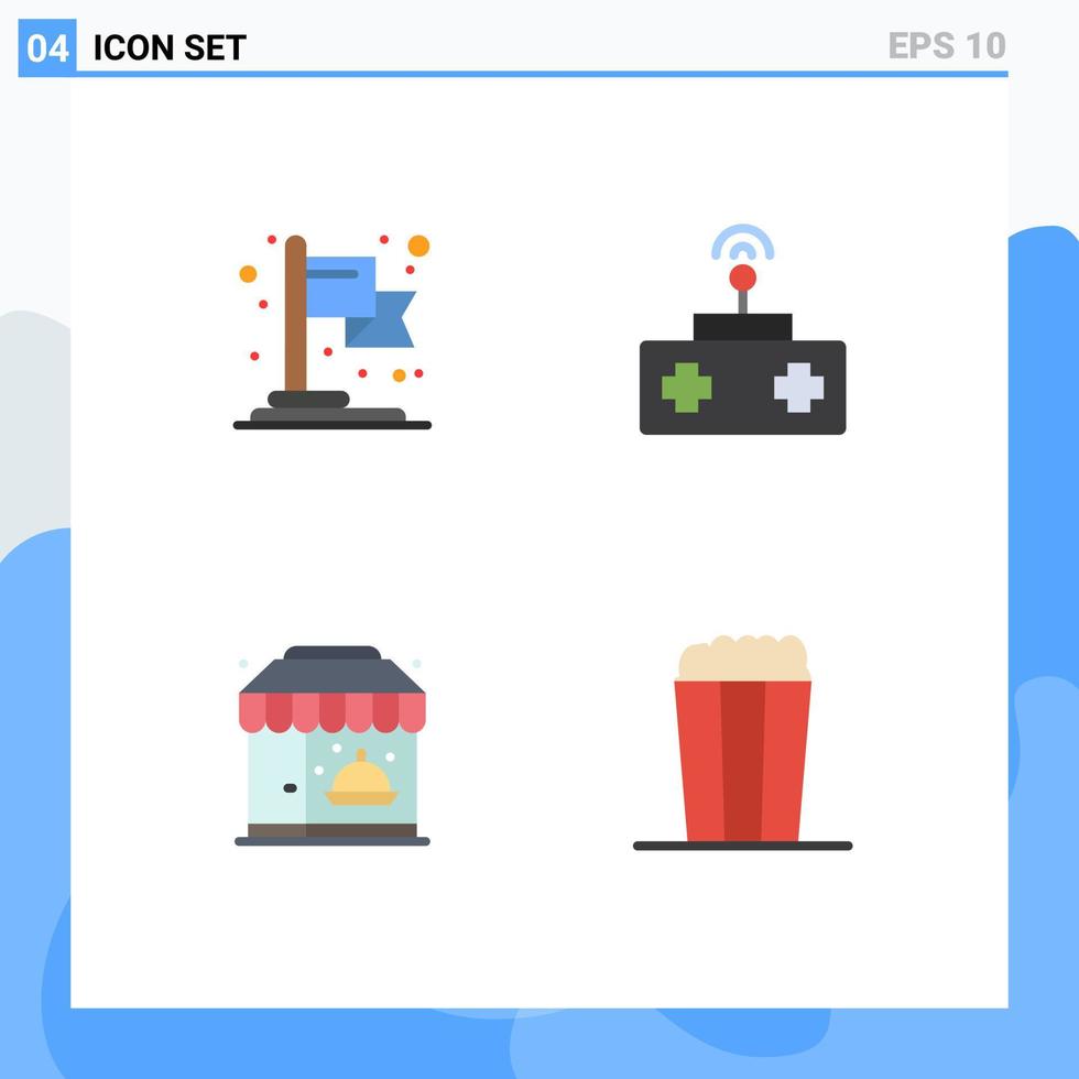pacote de interface do usuário de 4 ícones planos básicos de elementos de design de vetores editáveis pop de brinquedo de hotel de realização