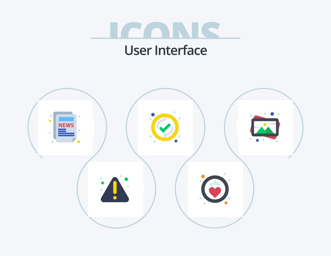interface de usuário plana ícone pack 5 design de ícone. . foto. notícias. pintura. arte vetor