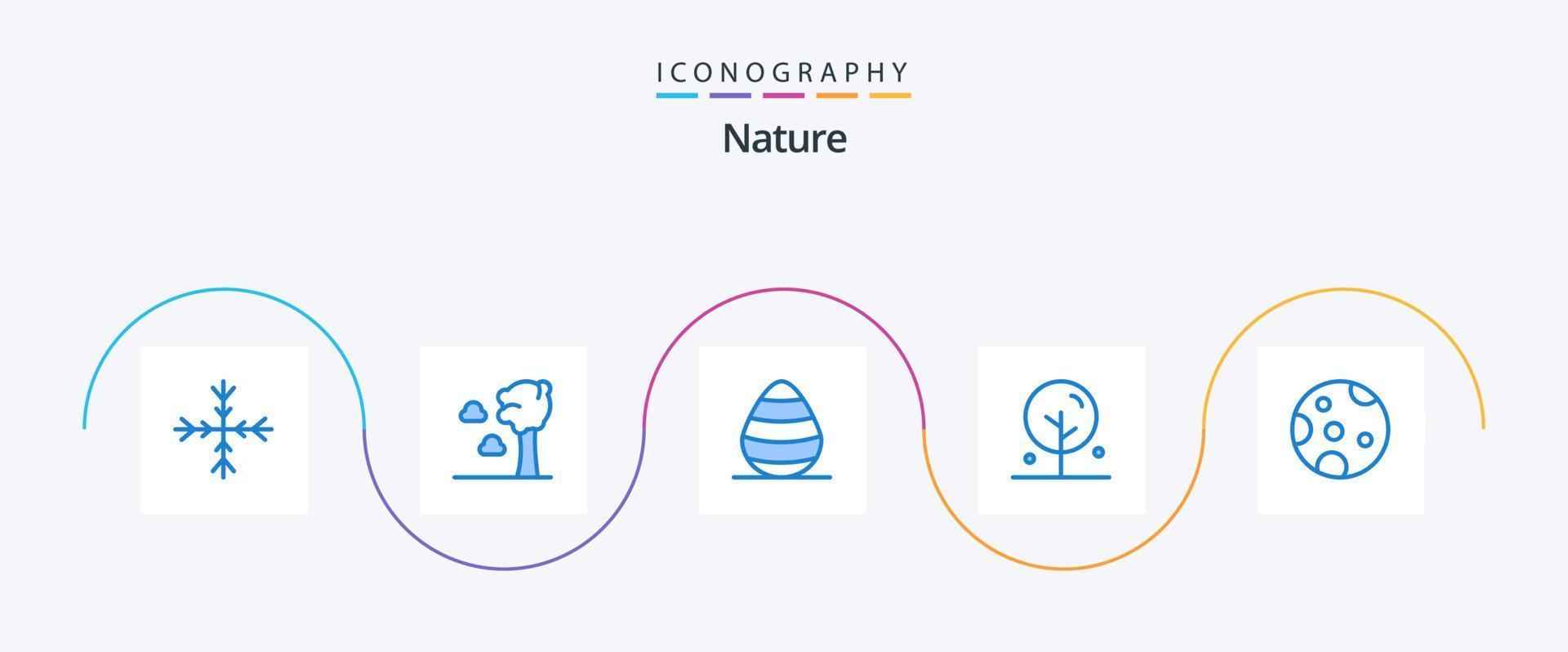 pacote de ícones de natureza azul 5, incluindo . natureza. natureza. lua. lótus vetor