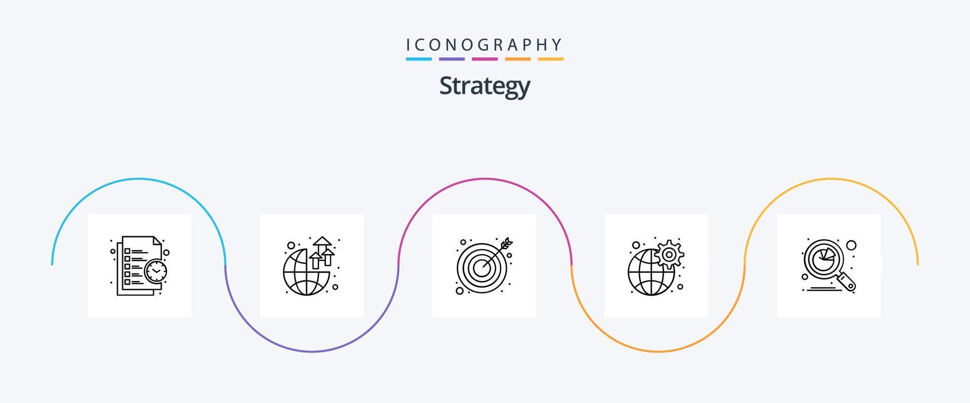 linha de estratégia 5 pacote de ícones incluindo análise. rede. lucro. global. sucesso vetor