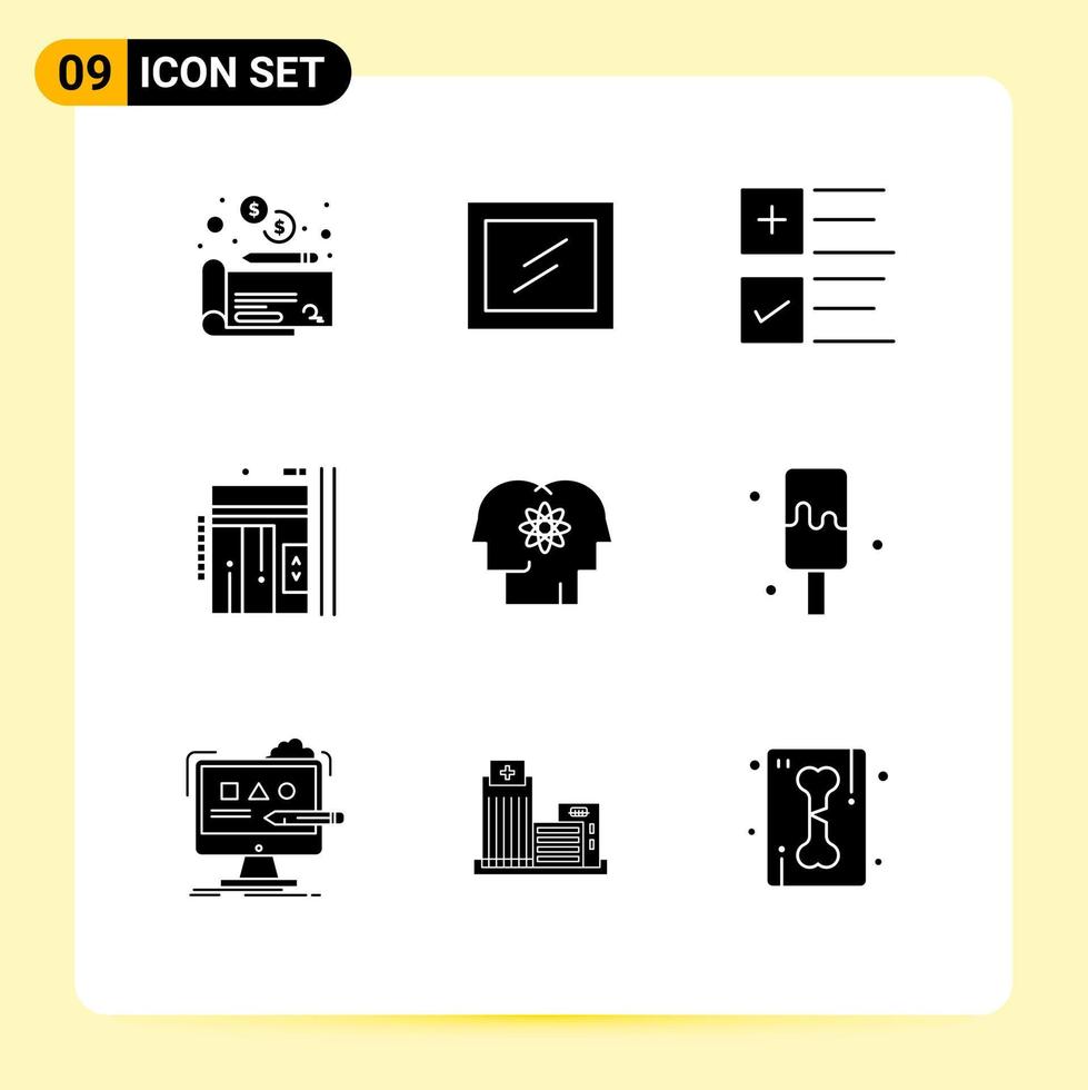 grupo de 9 sinais e símbolos de glifos sólidos para gerenciamento de talentos de negócios humanos até elementos de design de vetores editáveis