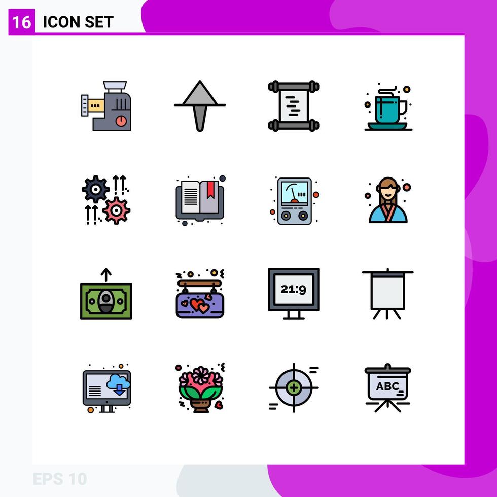 pacote de ícone de vetor de estoque de 16 sinais e símbolos de linha para configuração de log de engrenagem de roda escritório editável elementos de design de vetor criativo