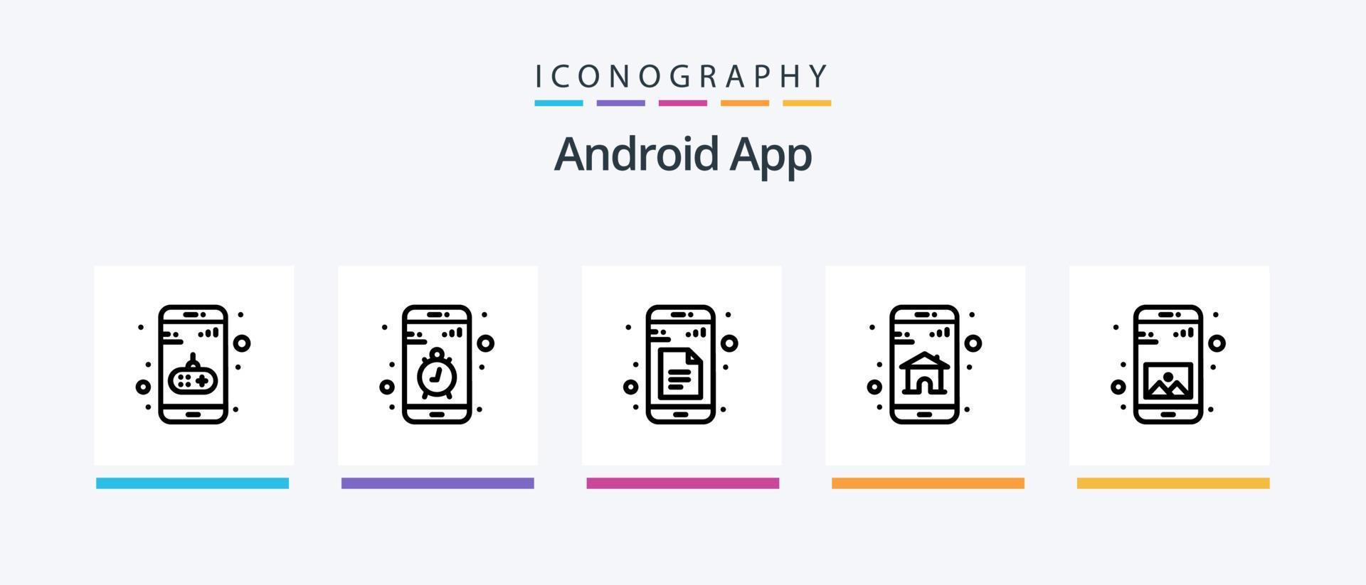 pacote de ícones da linha 5 do aplicativo Android, incluindo aplicativo. aplicativo. interação. aplicativo. aplicativo. design de ícones criativos vetor