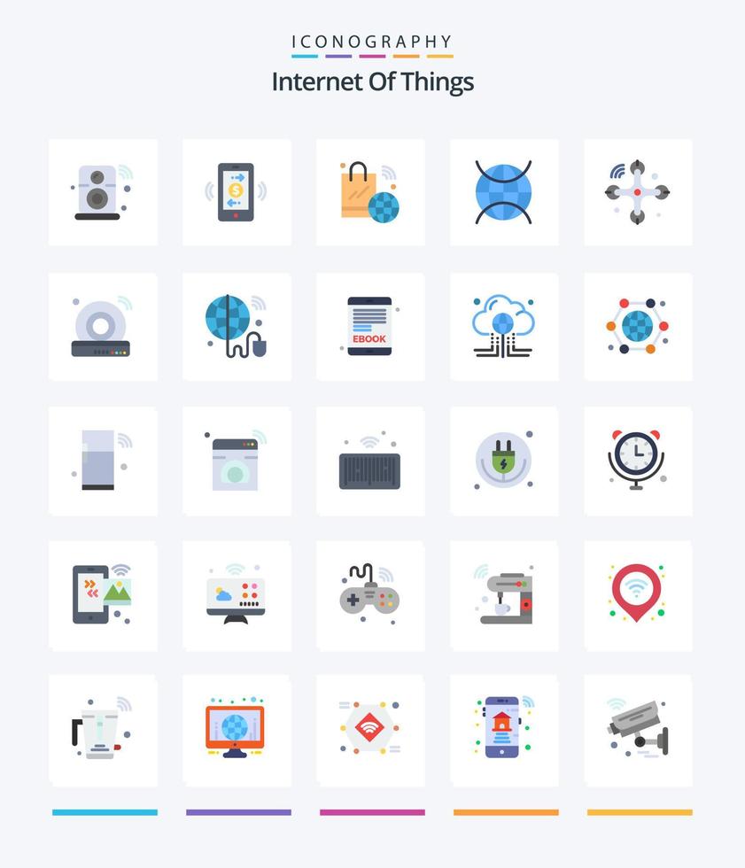 internet criativa das coisas 25 pacote de ícones planos, como wi-fi. Internet das Coisas. comunicações. Internet. muito vetor
