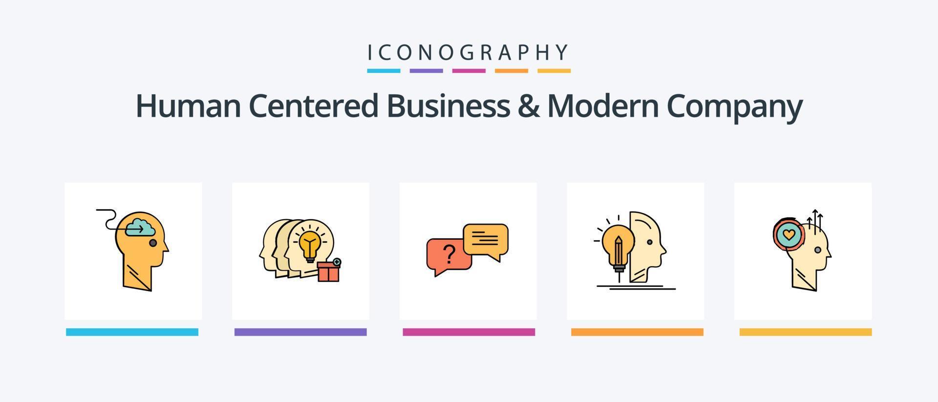 negócios centrados no ser humano e linha de empresa moderna preencheram o pacote de 5 ícones, incluindo experimento. espaço. convite. polígono. claro. design de ícones criativos vetor