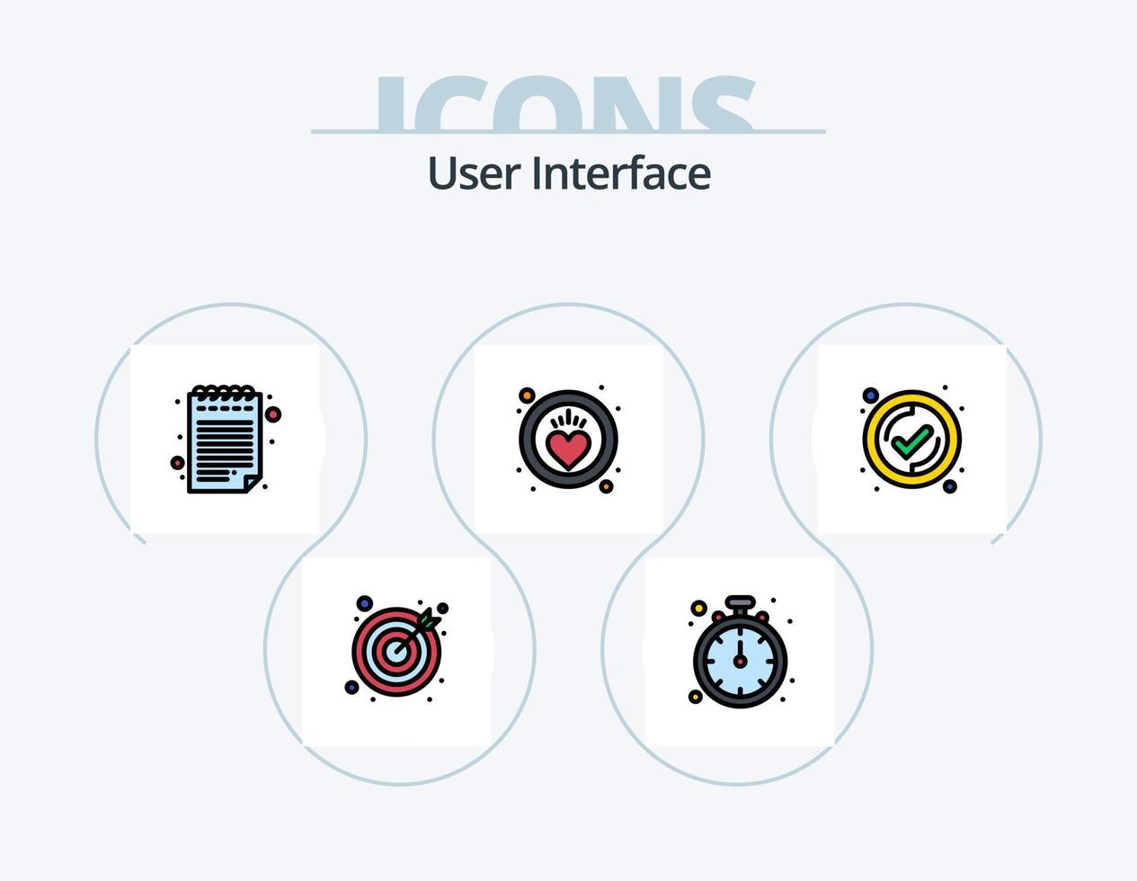 linha de interface do usuário cheia de ícones do pacote 5 design de ícones. alvo. dardos. on-line. acesso móvel. aprovado vetor