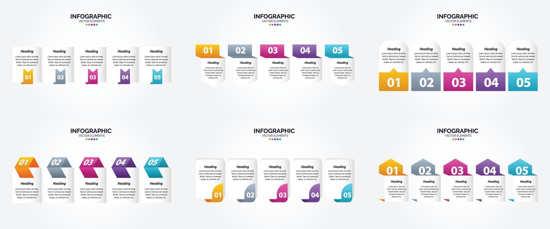 conjunto de design plano de infográficos de ilustração vetorial para folheto publicitário e revista vetor