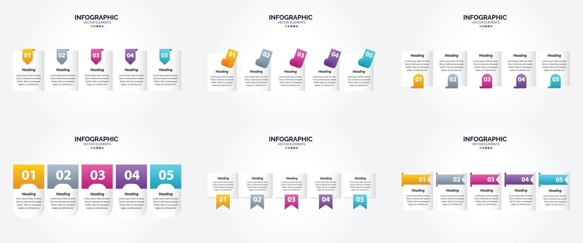 conjunto de design plano de infográficos de ilustração vetorial para folheto publicitário e revista vetor