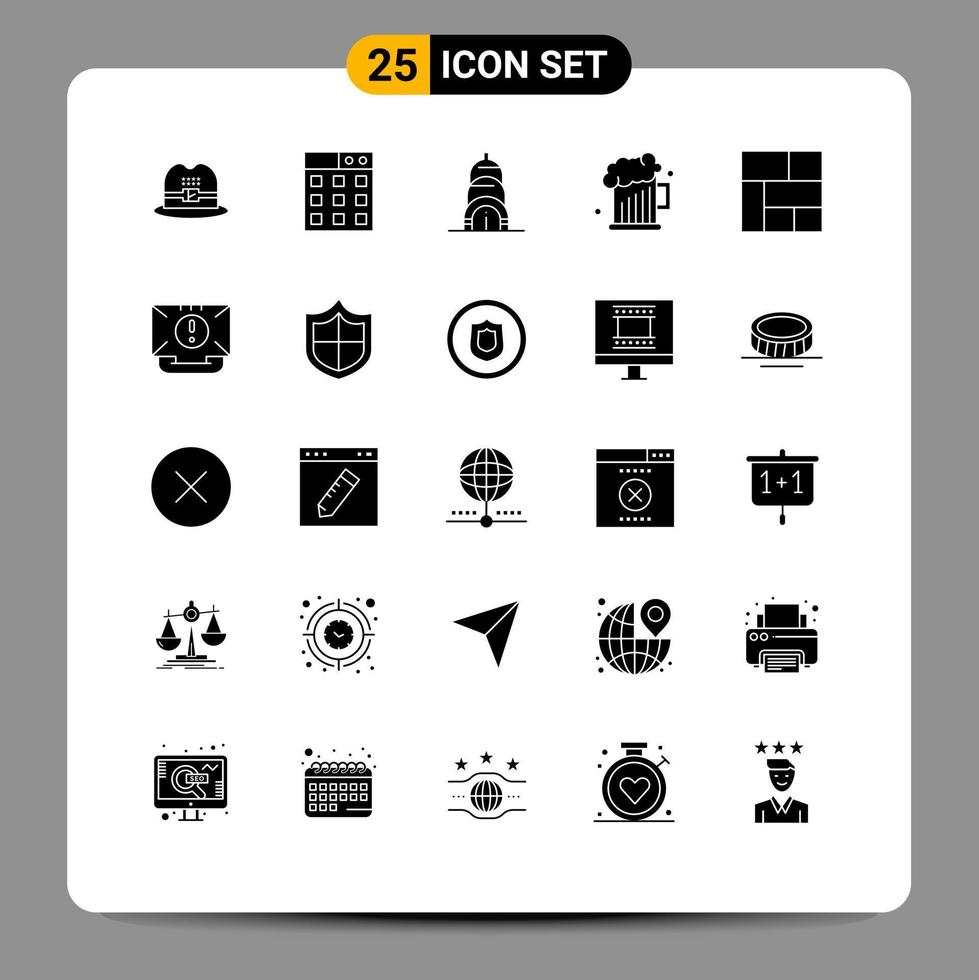 grupo de símbolos de ícone universal de 25 glifos sólidos modernos da seção de contato layout dos eua elementos de design de vetores editáveis do dia dos pais