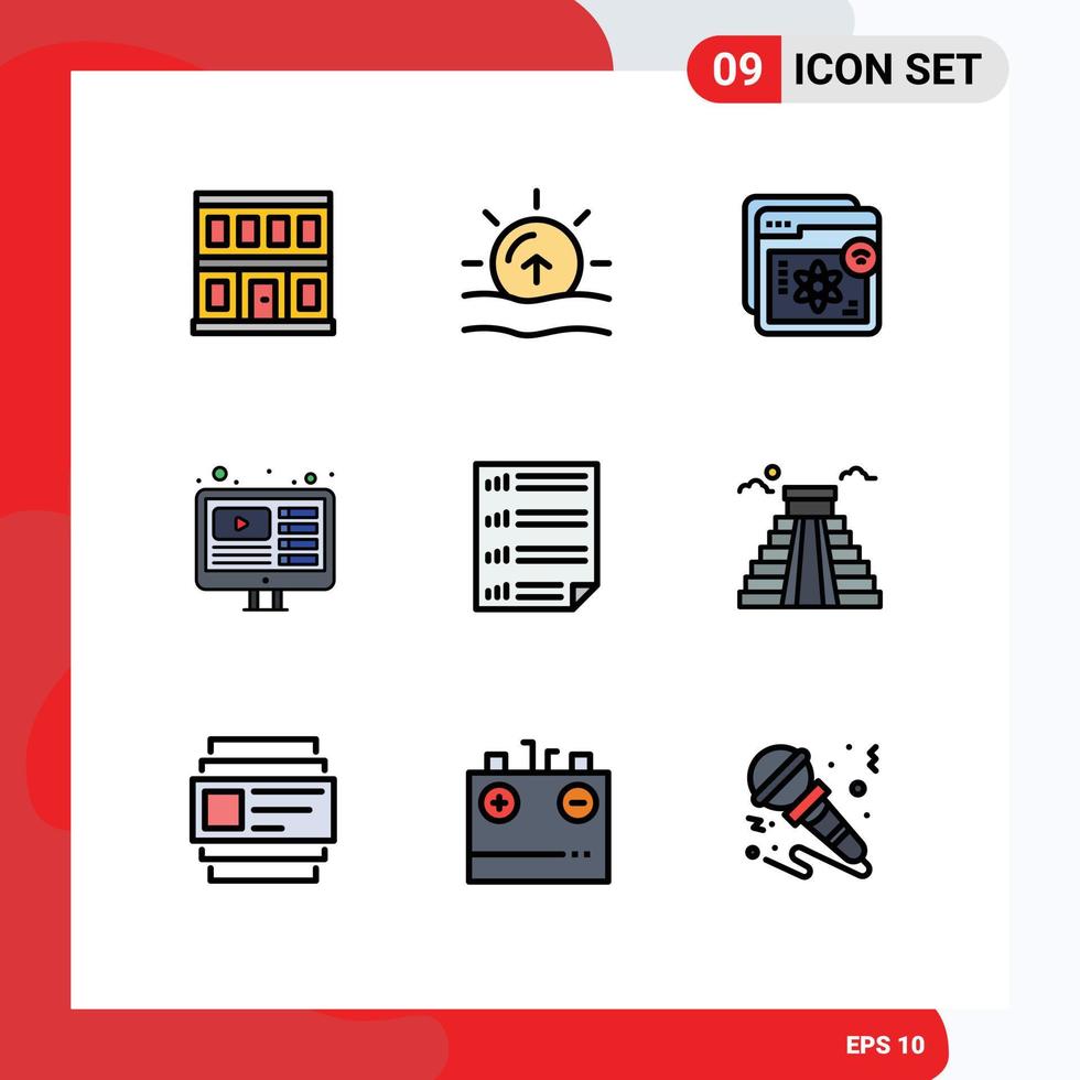 9 ícones criativos sinais modernos e símbolos de elementos de design de vetores editáveis de educação de design de site da web ao vivo