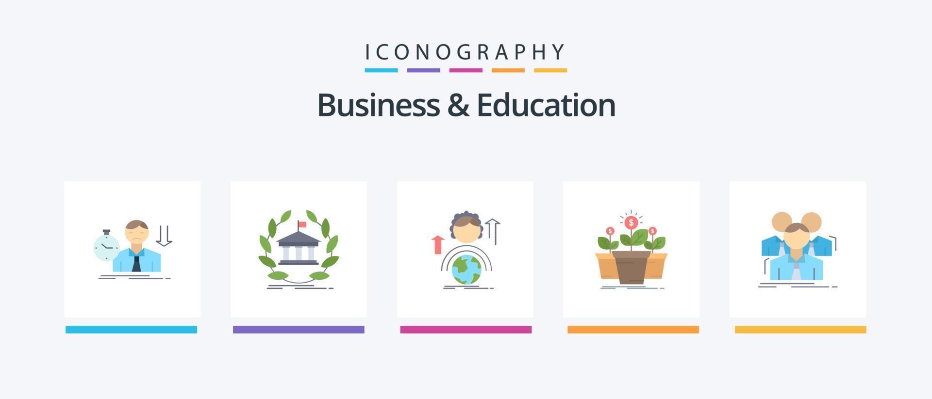 pacote de ícones plana de 5 negócios e educação, incluindo crescimento. on-line. universidade. global. desenvolvimento. design de ícones criativos vetor