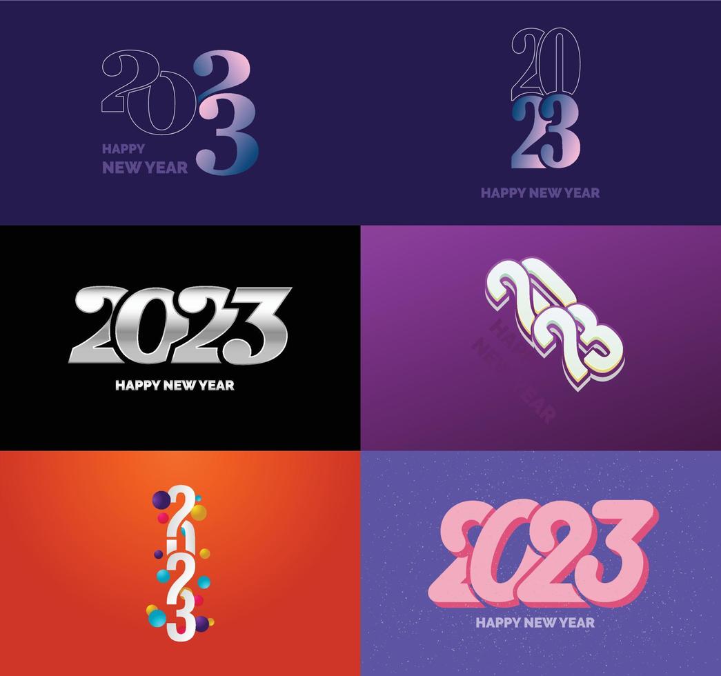 grande conjunto de design de texto de logotipo de feliz ano novo de 2023 modelo de design de número de 2023 vetor