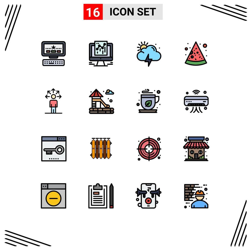 pacote de ícones vetoriais de estoque de 16 sinais e símbolos de linha para habilidades de tempo de conexão deslizante pizza elementos de design de vetores criativos editáveis
