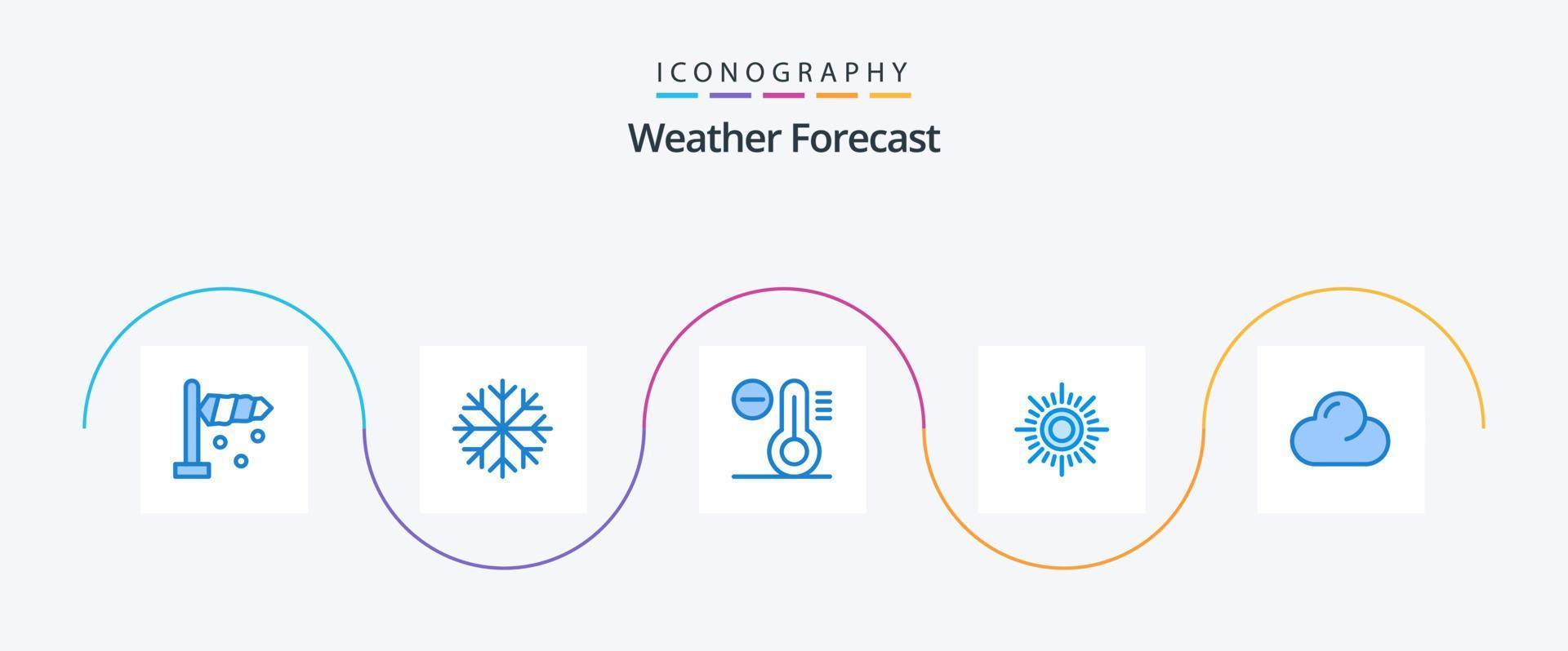 pacote de ícones do tempo azul 5, incluindo . temperatura. nublado. nuvem vetor