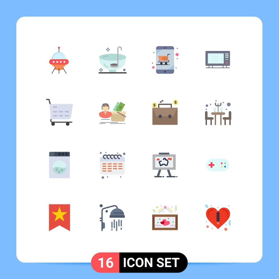 16 ícones criativos, sinais e símbolos modernos de forno doméstico, loja online elétrica, pacote editável de elementos de design de vetores criativos