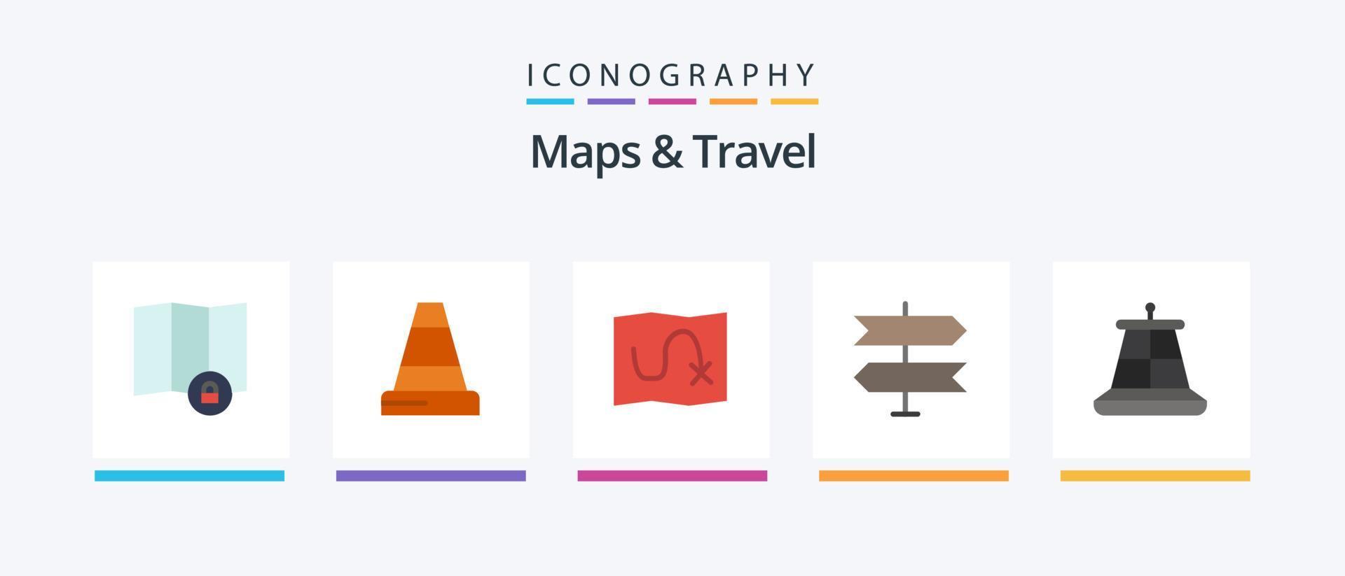 mapas e pacote de ícones de 5 planos de viagem, incluindo . alvo. náutico. bóia. design de ícones criativos vetor