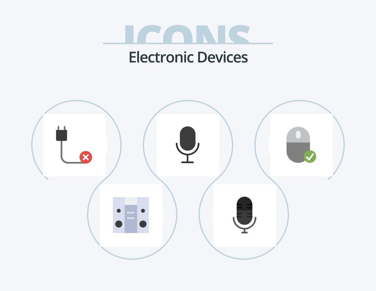 design de ícone do pacote de ícones planos de dispositivos 5. gadget. conectado. dispositivos. computadores. microfone vetor