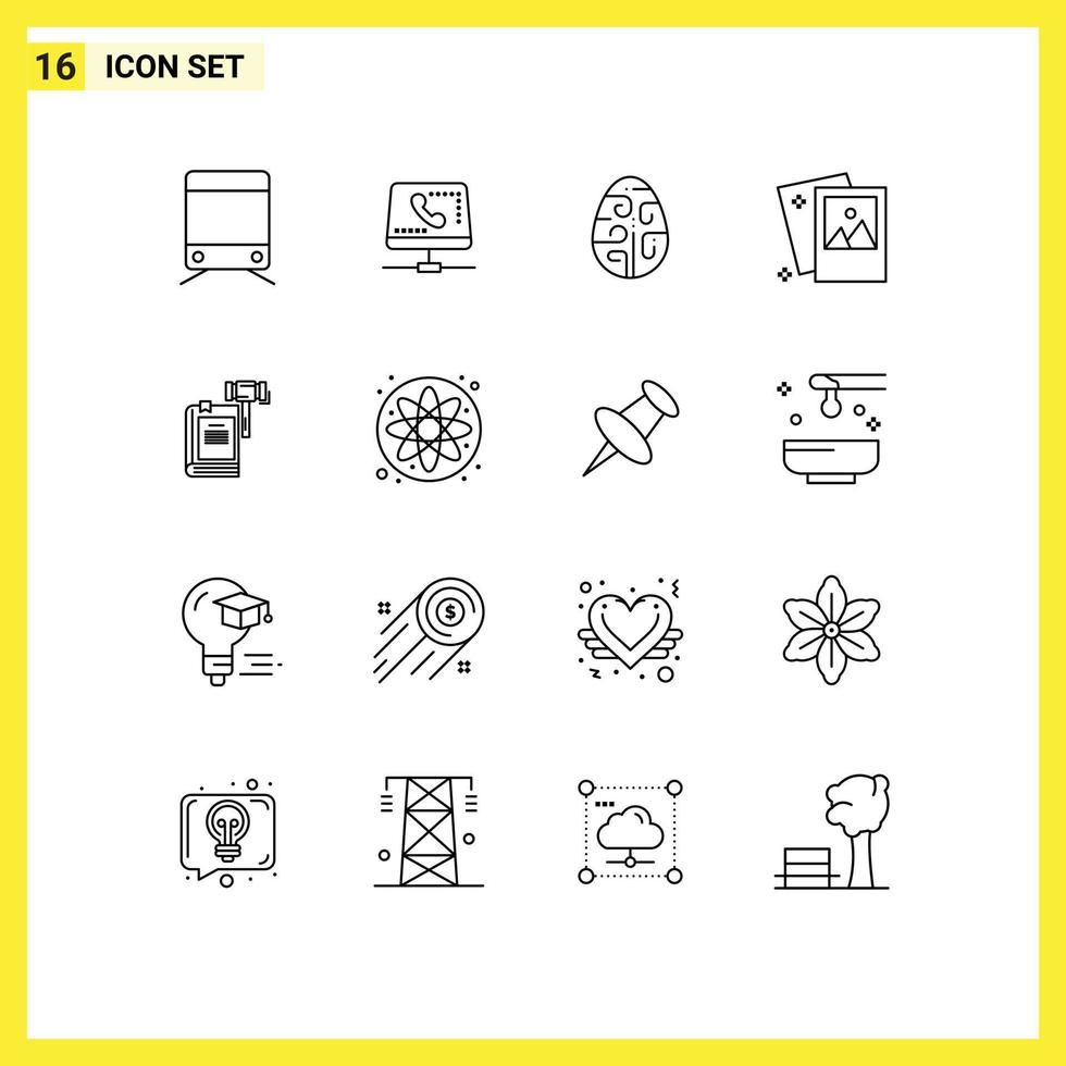 conjunto de 16 sinais de símbolos de ícones de interface do usuário modernos para imagens de celebração de fotos imagem elementos de design de vetores editáveis