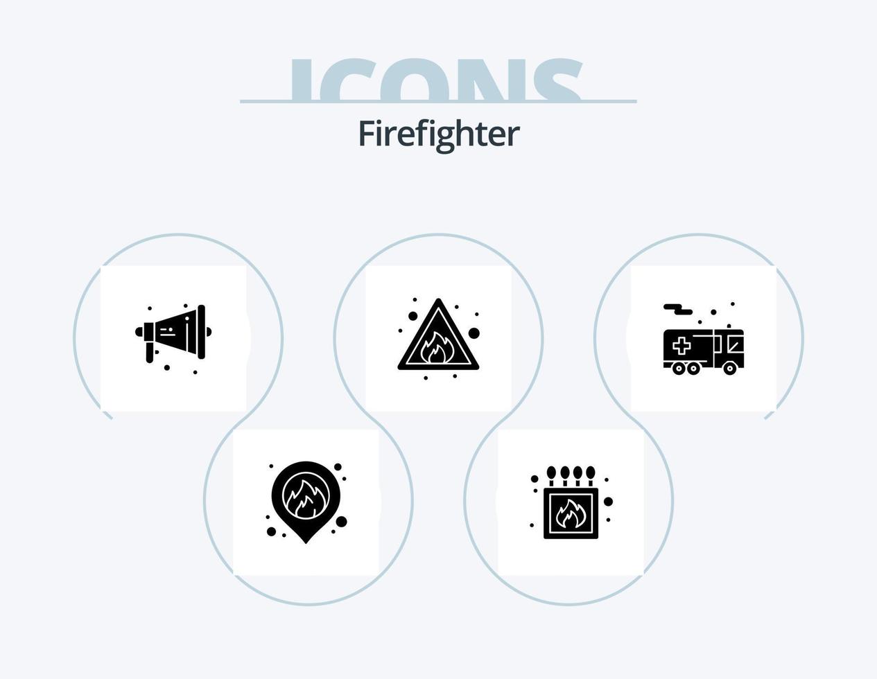 pacote de ícones de glifo de bombeiro 5 design de ícone. segurança. emergência. megafone. o sinal. fogo vetor