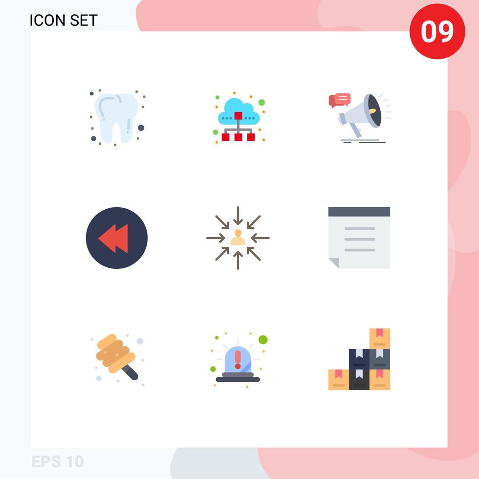pacote de 9 sinais e símbolos modernos de cores planas para mídia impressa na web, como escolher elementos de design de vetores editáveis de promoção de retrocesso de marketing de candidato