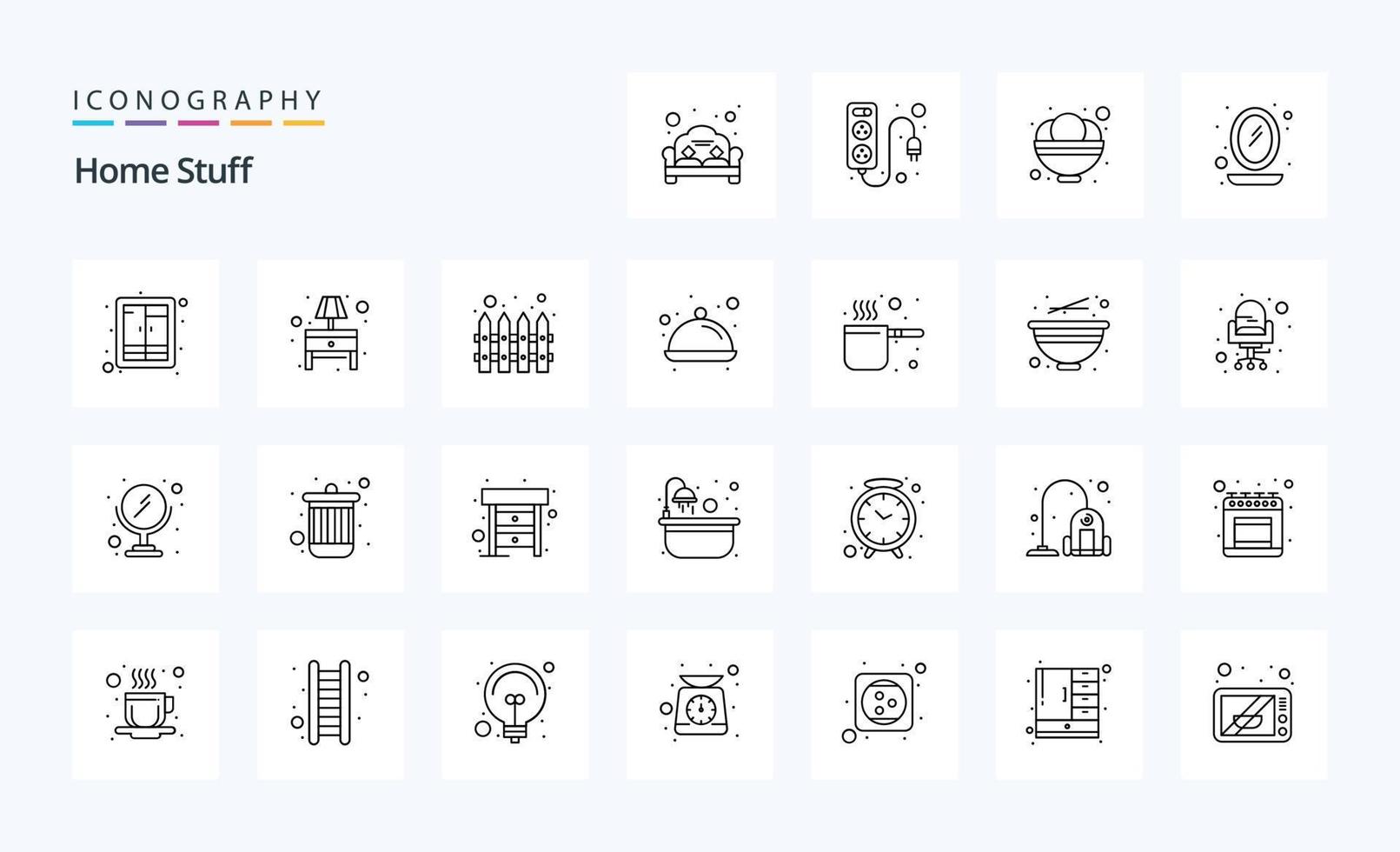 25 pacote de ícones de linha de coisas para casa vetor