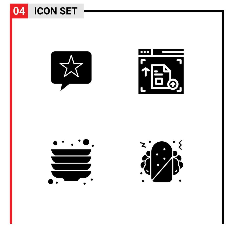conjunto de sinais de símbolos de ícones de interface do usuário modernos para placas de bate-papo estrela página da web fast food elementos de design de vetores editáveis