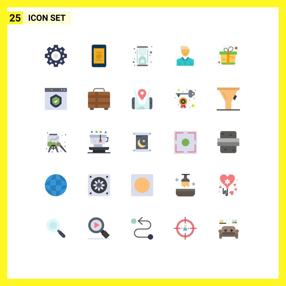 conjunto de 25 sinais de símbolos de ícones de interface do usuário modernos para usuário homem laboratório feliz cliente elementos de design de vetores editáveis