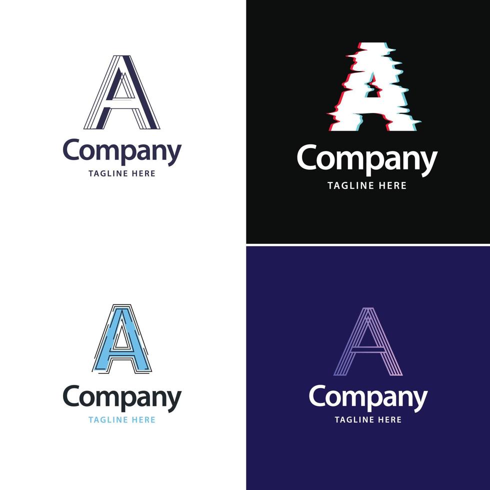 letra um design de pacote de logotipo grande design de logotipos modernos criativos para o seu negócio vetor