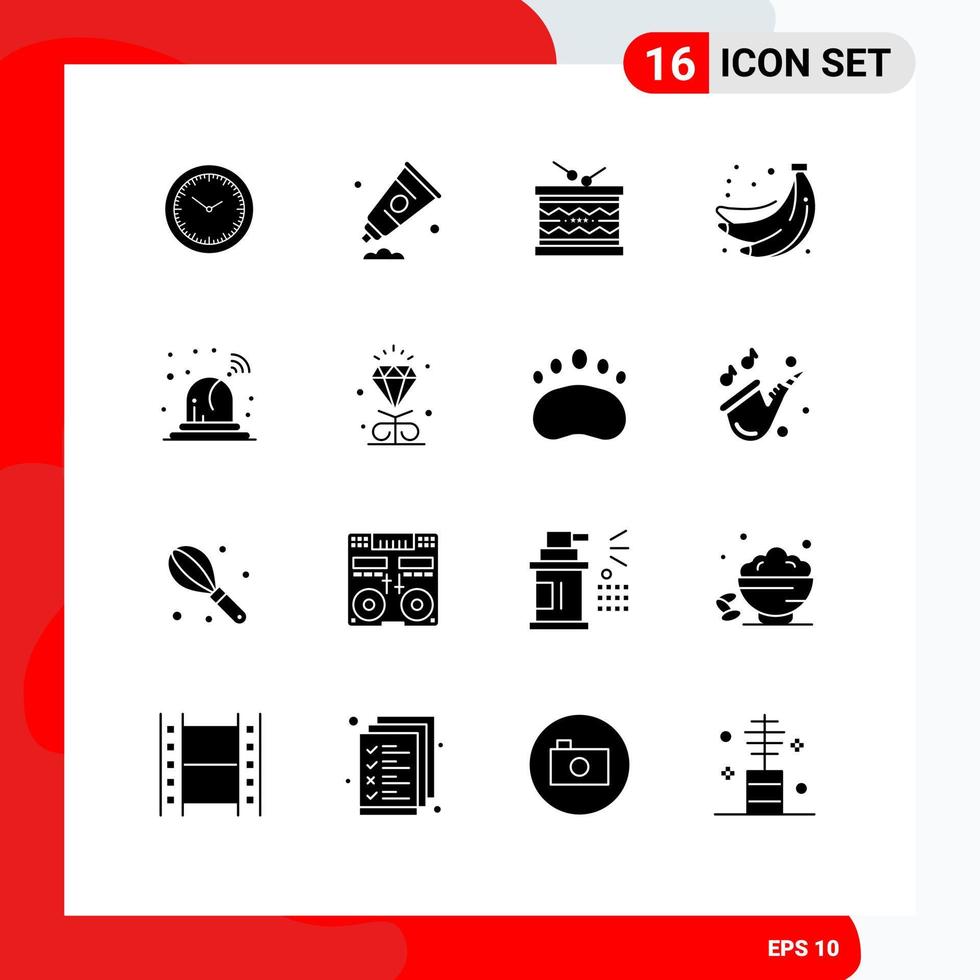 16 ícones criativos sinais modernos e símbolos de alarme verão tambor comida st elementos de design de vetores editáveis