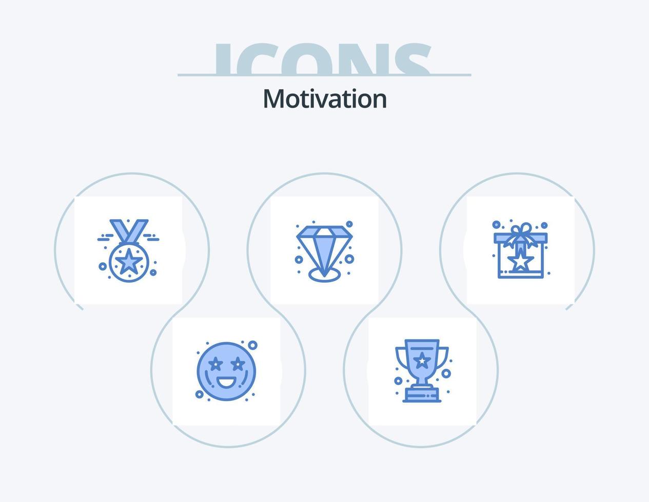 motivação ícone azul pack 5 design de ícones. recompensa. Presente. prêmio. valor capaz. Prêmio vetor