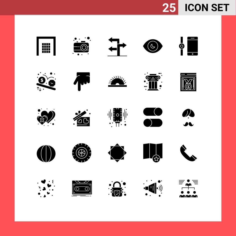 25 ícones criativos sinais modernos e símbolos de direção de relógio inteligente de prazo conectam elementos de design de vetores editáveis de pesquisa
