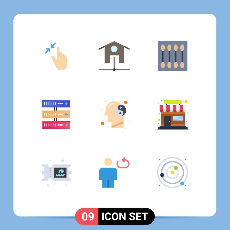 pacote de interface do usuário de 9 cores planas básicas de armazenamento de equilíbrio, salão de beleza, elementos de design de vetores editáveis