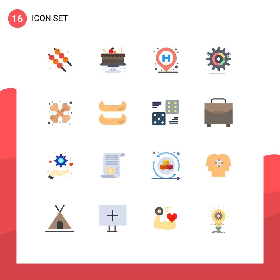 pacote de interface do usuário de 16 cores planas básicas de pacote editável de gerenciamento de progresso de pin de cuidados médicos de elementos de design de vetores criativos