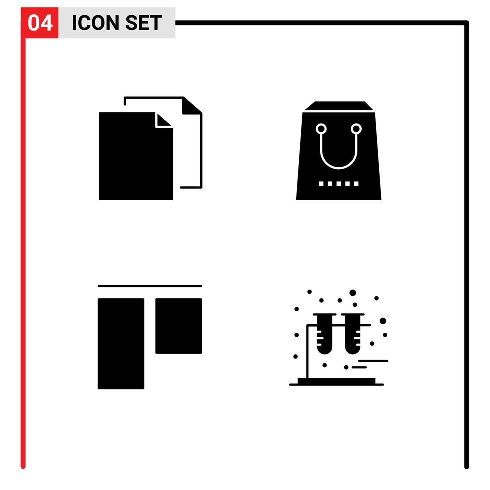 pacote de 4 sinais e símbolos de glifos sólidos modernos para mídia impressa na web, como arquivo de alinhamento de cópia e elementos de design de vetor editável vertical
