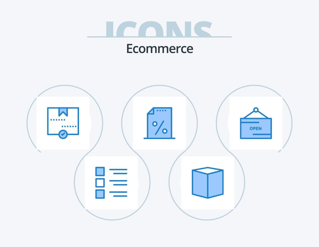 design de ícones do pacote de 5 ícones azuis de comércio eletrônico. imposto. finança. e. documento. pacote vetor