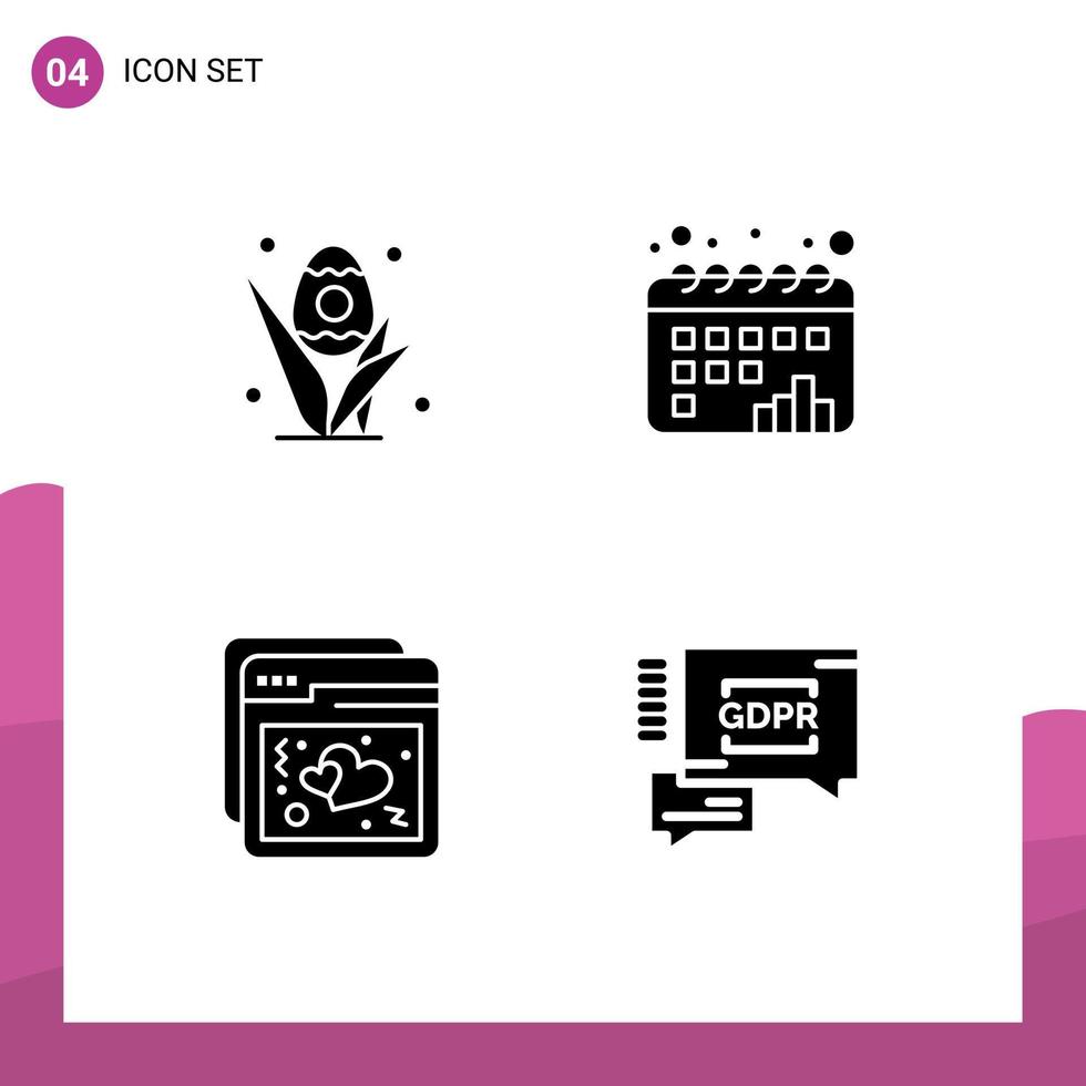 conjunto de sinais de símbolos de ícones de interface do usuário modernos para ovos de amor pontos de páscoa elementos de design de vetores editáveis da web