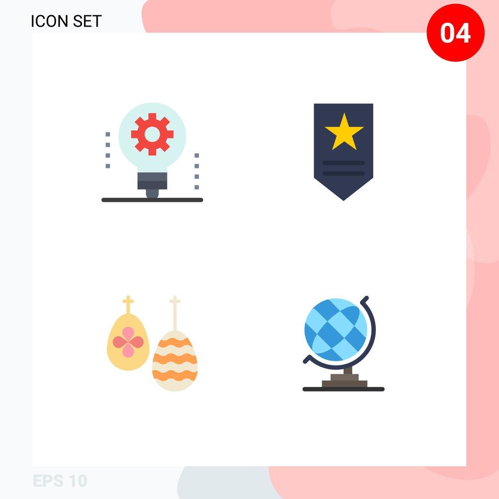 conjunto moderno de 4 ícones e símbolos planos, como ai lâmpada de páscoa comida militar elementos de design vetorial editáveis vetor