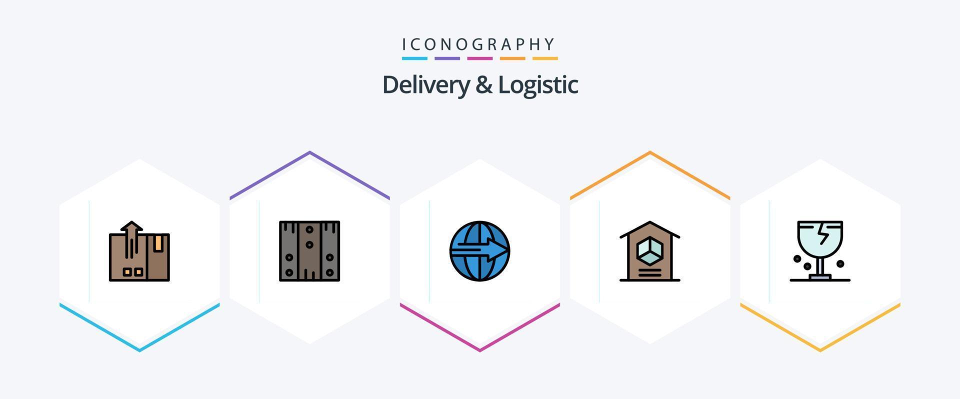 entrega e logística pacote de ícones de 25 linhas preenchidas, incluindo logística. Entrega. estoque. serviço. exportar vetor