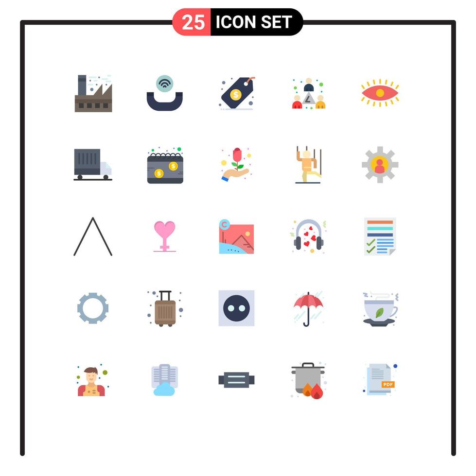 grupo de símbolos de ícone universal de 25 cores planas modernas de olhos equipe equipe de negócios colega elementos de design de vetores editáveis