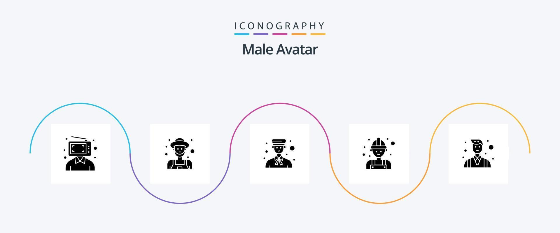 pacote de ícones de 5 ícones de avatar masculino, incluindo trabalhador. trabalho. Velhote. carpinteiro. pessoas vetor