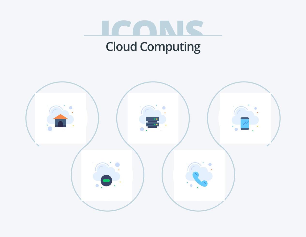 design de ícones do pacote de ícones planos de computação em nuvem 5. dispositivo. android. armazenar. nuvem vetor