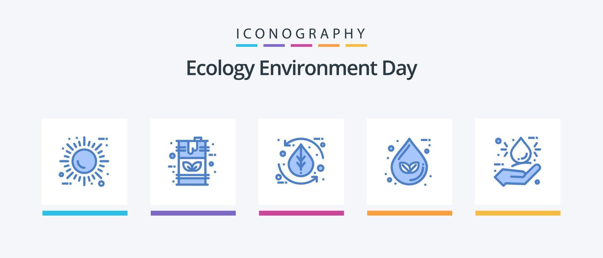 pacote de ícones ecologia azul 5, incluindo eco. solta. combustível. natureza. ambiente. design de ícones criativos vetor