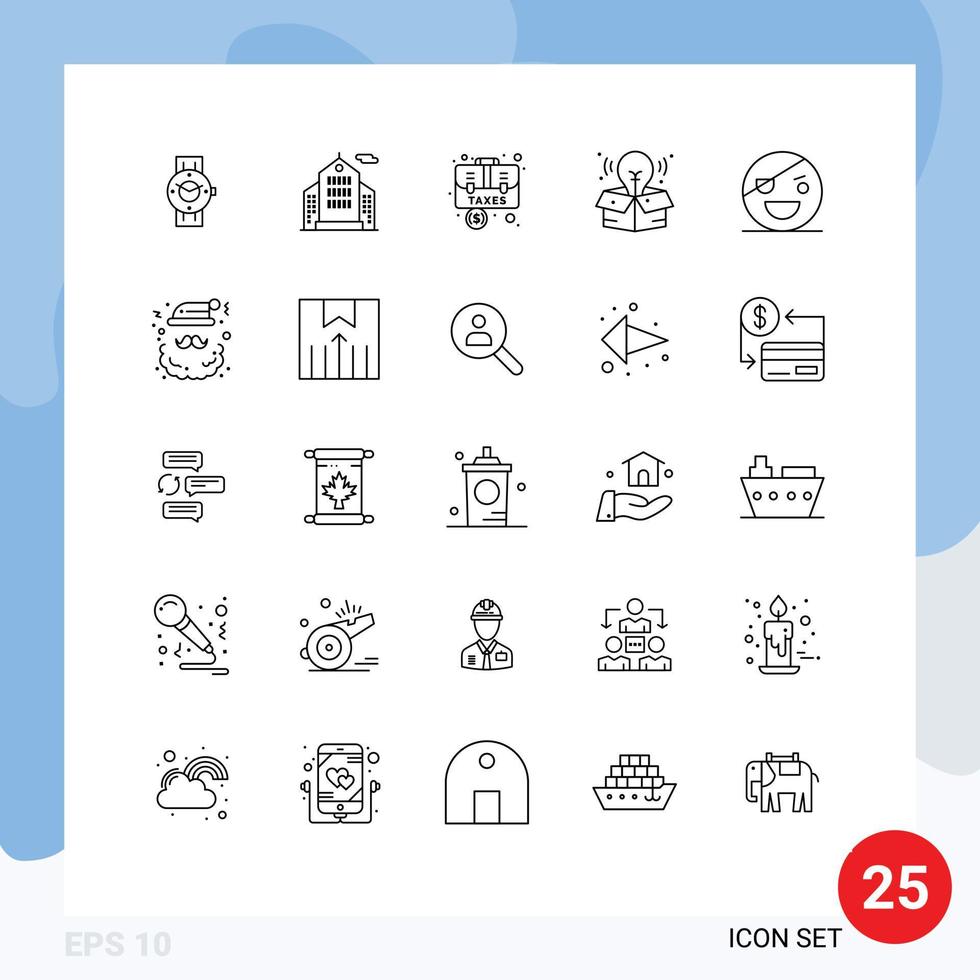 conjunto de 25 sinais de símbolos de ícones de interface do usuário modernos para horror grande ideia caso de processo de contabilidade elementos de design de vetores editáveis