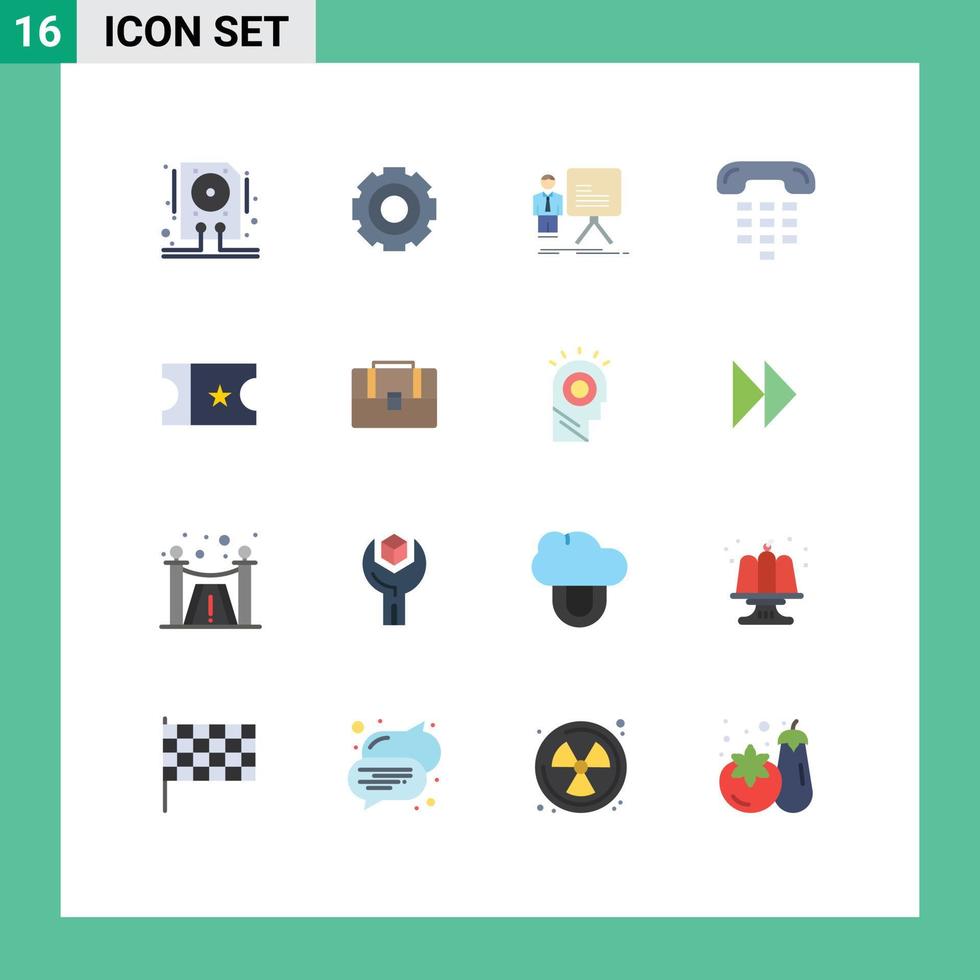 Pacote de cores planas de 16 interfaces de usuário de sinais e símbolos modernos de comunicação de dispositivo gráfico de chamada universal pacote editável de elementos de design de vetores criativos