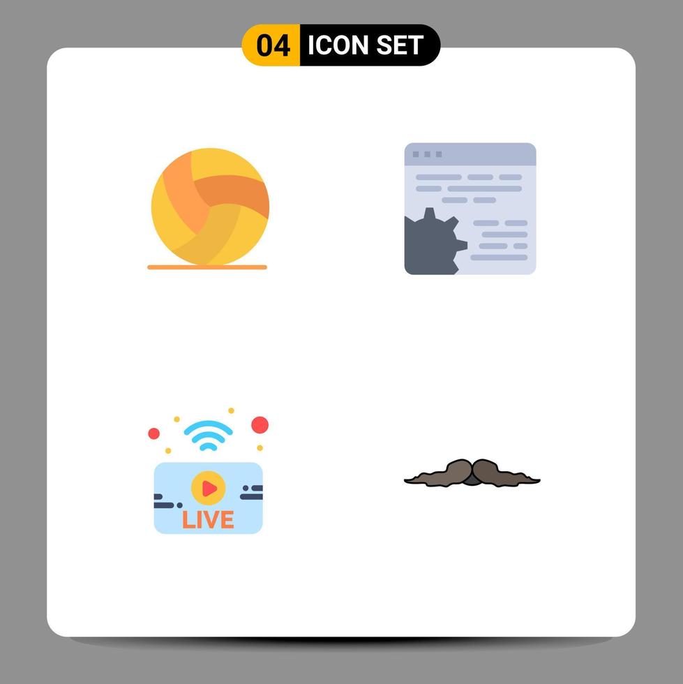 4 ícones planos de vetores temáticos e símbolos editáveis de elementos de design de vetores editáveis ao vivo de futebol utube sport cog
