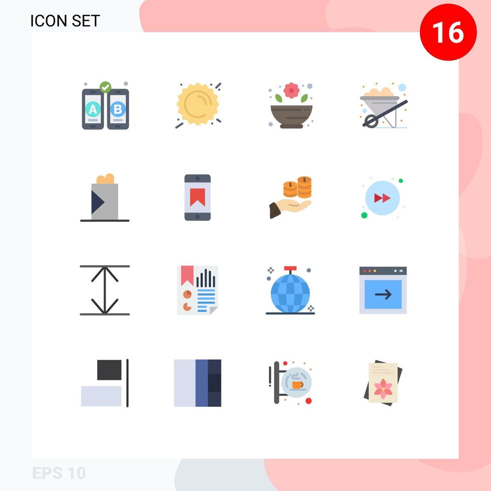 conjunto de cores planas de interface móvel de 16 pictogramas de prêmio shawarma farmácia fast food carrinho de mão pacote editável de elementos de design de vetores criativos