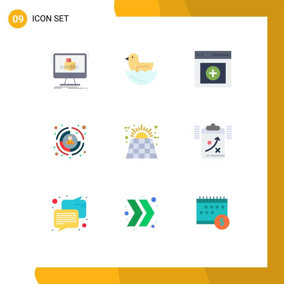 pacote de cores planas de 9 símbolos universais de interface de bateria solar elementos de design de vetores editáveis do cliente-alvo