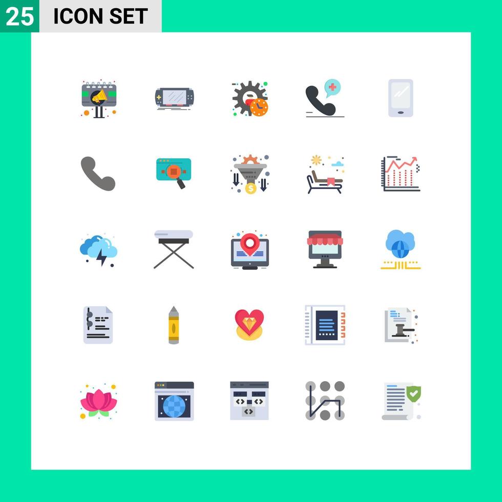 conjunto de cores planas de interface móvel de 25 pictogramas de elementos de design de vetores editáveis do gerenciador de tempo de jogos móveis médicos